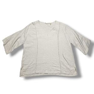 Soft Surroundings Cream Linen‎ Blend Oversized Pullover Tunic Women's Size S/M